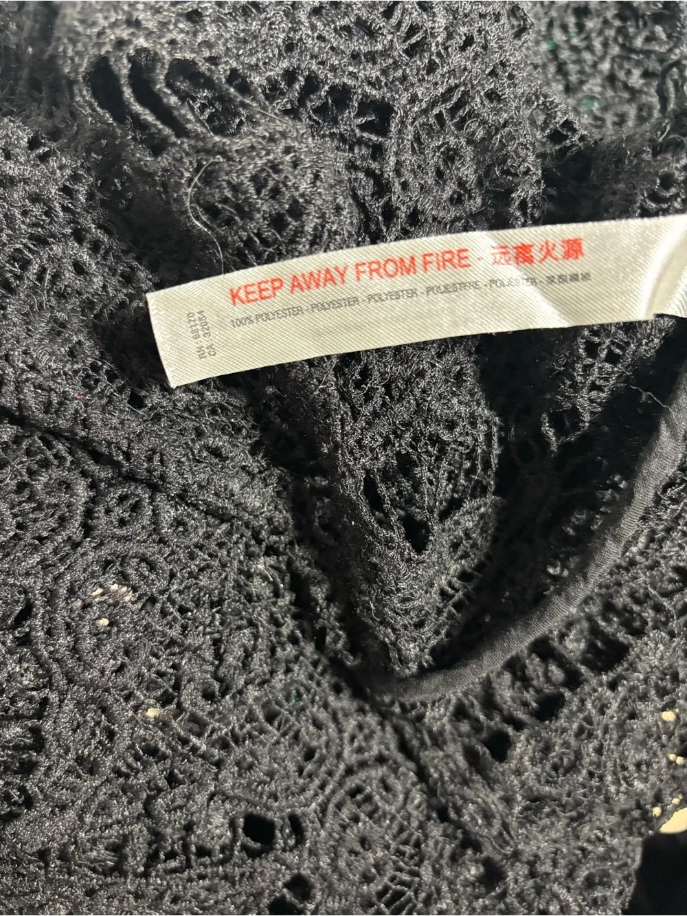Free People Black Crochet Lace Button-Down Top